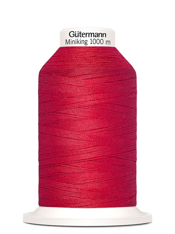 Ovillo de lana multicolor Das höpfende Komma Gütermann Bulky-Lock n.º 80 1000 m rojo y verde claro 