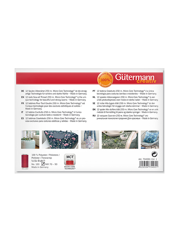 Gütermann Sewing Thread Set with Sewing Gauge and Seam Ripper - 11 spools 