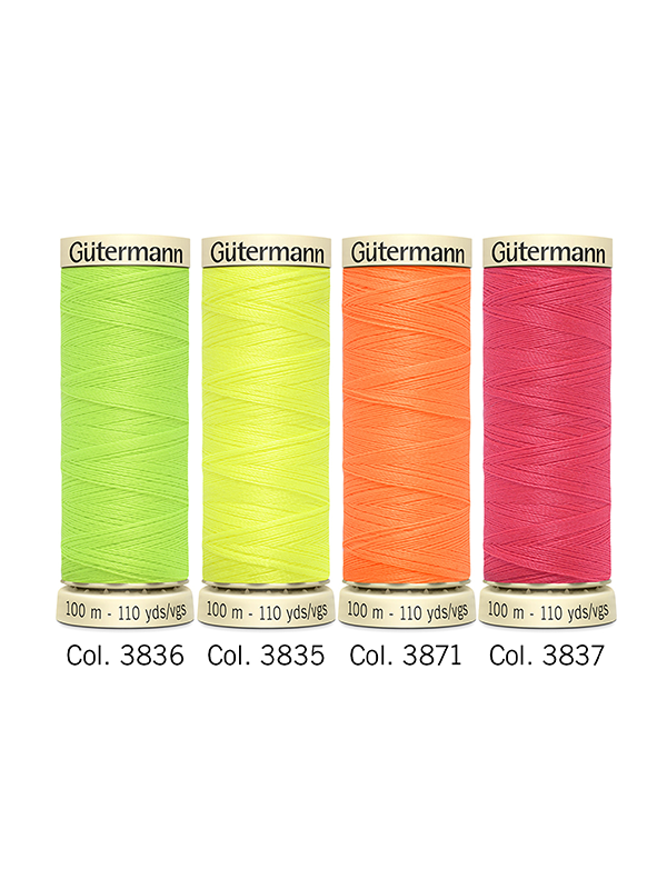 Shade 3837 Neon General Purpose Thread Gutermann Sew All Various size spools 